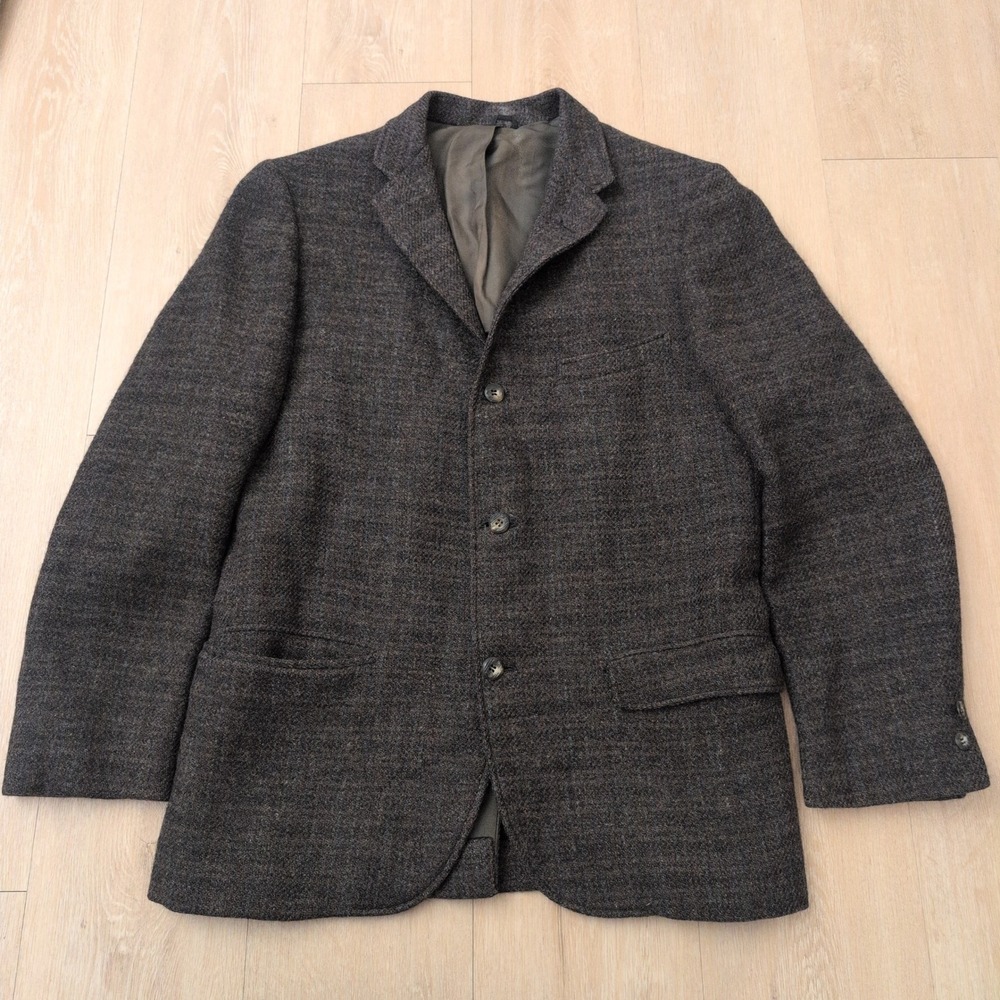 VTG Harris Tweed Men Medium/Large Brown Wool Blazer Sport Coat Herringbone USA